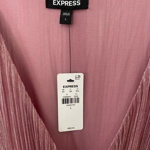 Pink, shimmer, plunging neckline dress